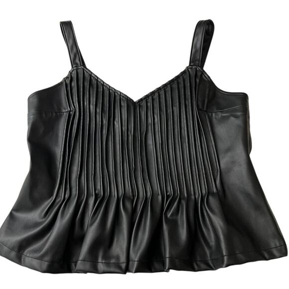 Let Me Be Anthropologie Let Me Be Faux Leather Pintucked Cami Women Size Large - Picture 2 of 9